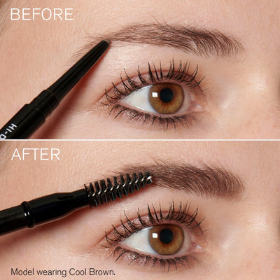Image of model before and after using Hi-Def Brow Pencil